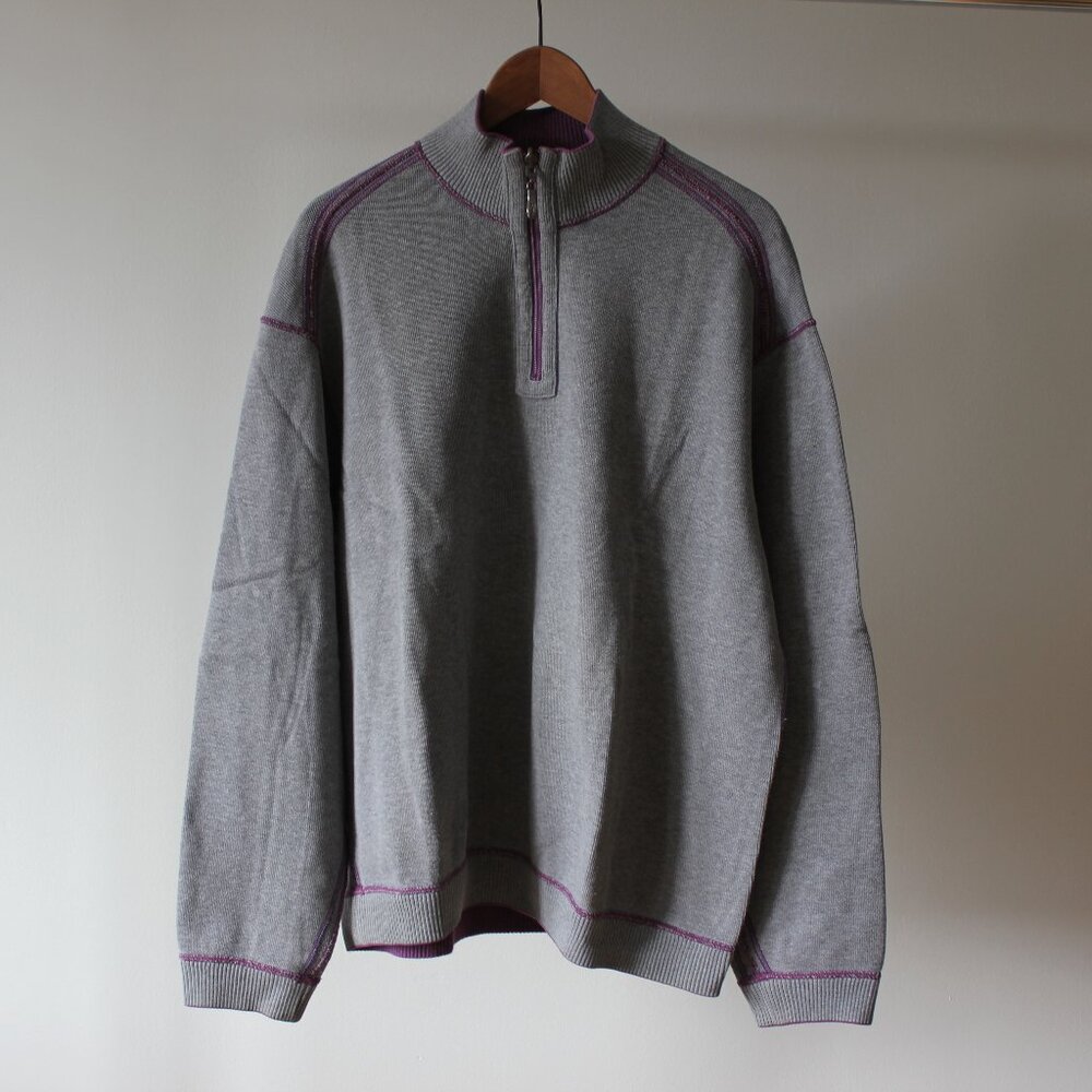 Tommy Bahama Gray Quarter Zip Sweater